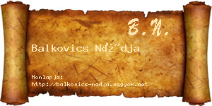 Balkovics Nádja névjegykártya
